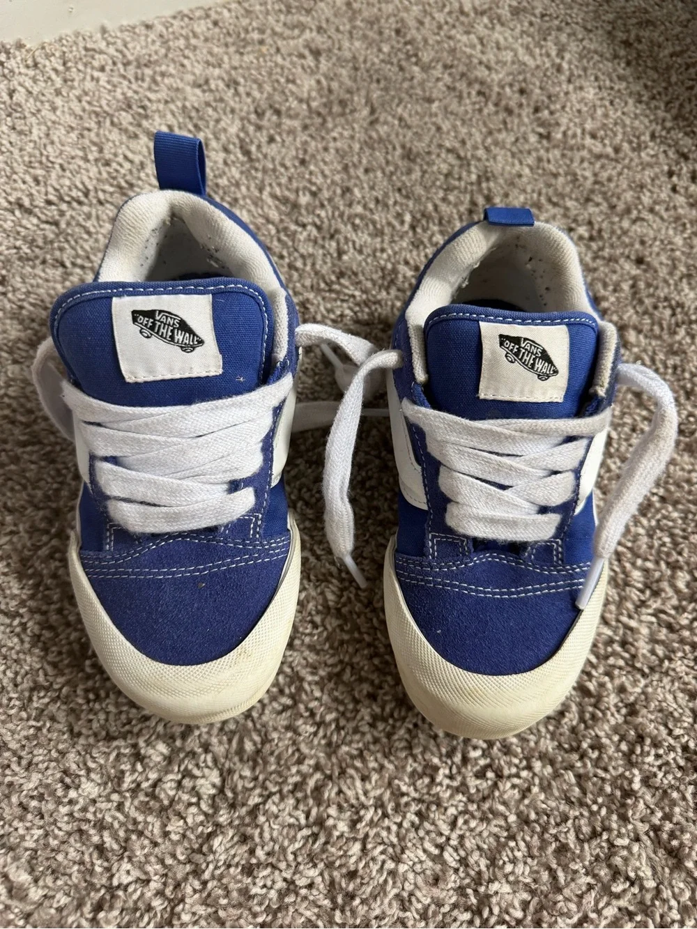Vans Knu Skool Royal Blue White Canvas Suede Sneakers Kids Size 1.0